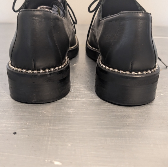Miista London "Adelaide" Black Leather Oxfords with metal chain trim Sz 7.5 US - Picture 11 of 13